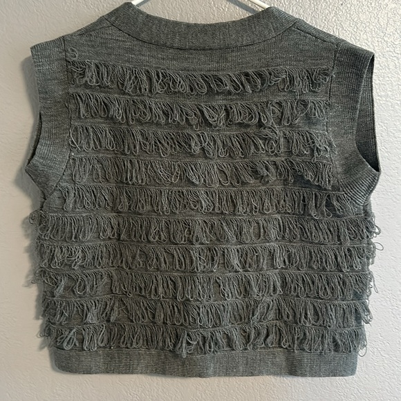 Anthropologie Current Air Shag Knit Sleeveless Sweater Cardigan Vest in Small - Picture 2 of 5